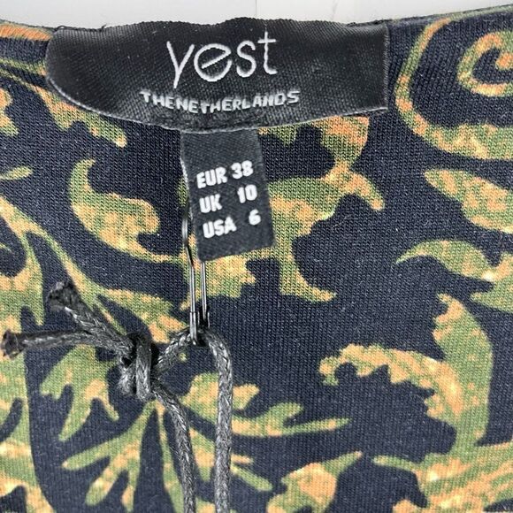 NWT Yest Jacquard Print Jersey Long Sleeved Button Front V Neck Dress Size 6 - Picture 5 of 6